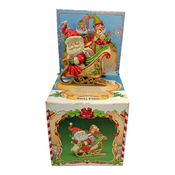 Enesco The North Pole Village Santa Claus Sleigh Sandra Zimnicki 871354 VINTAGE - Picture 1 of 5